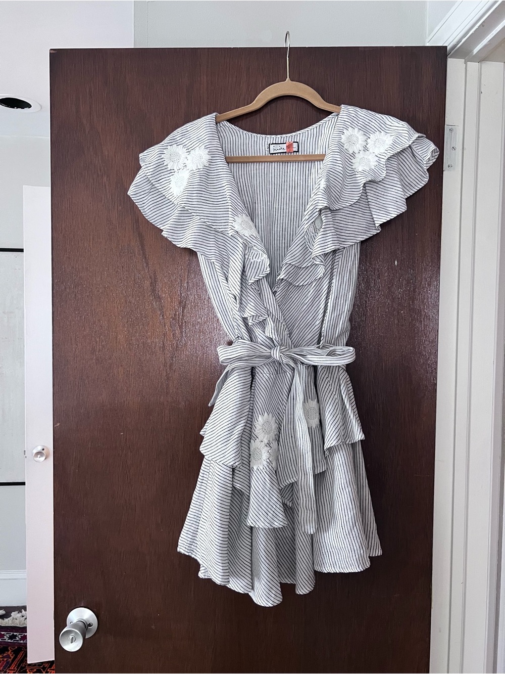 Innika Choo Sailor Wrap Linen Stripe Dress